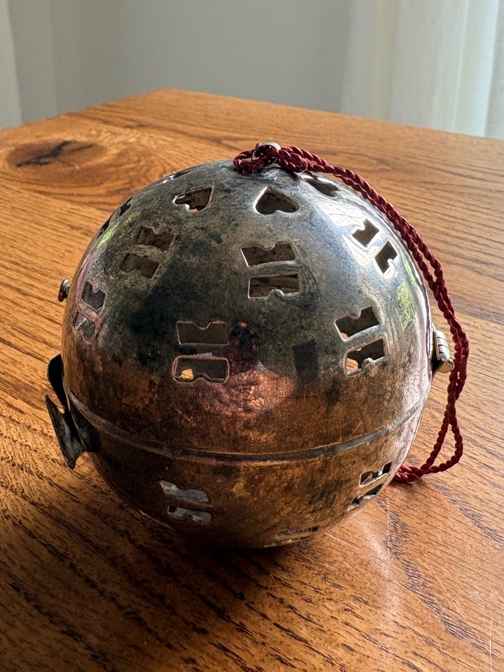 Silverplate Potpourri Ball Hinged Ornament Made in India